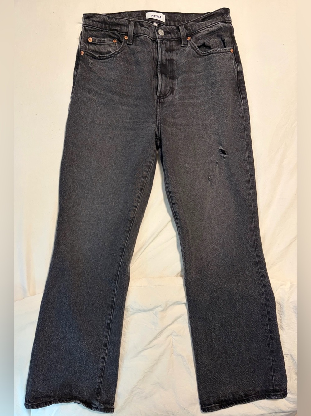 PISTOLA Ally High Rise Vintage Ankle Bootcut Jeans - Washed Black Size 28